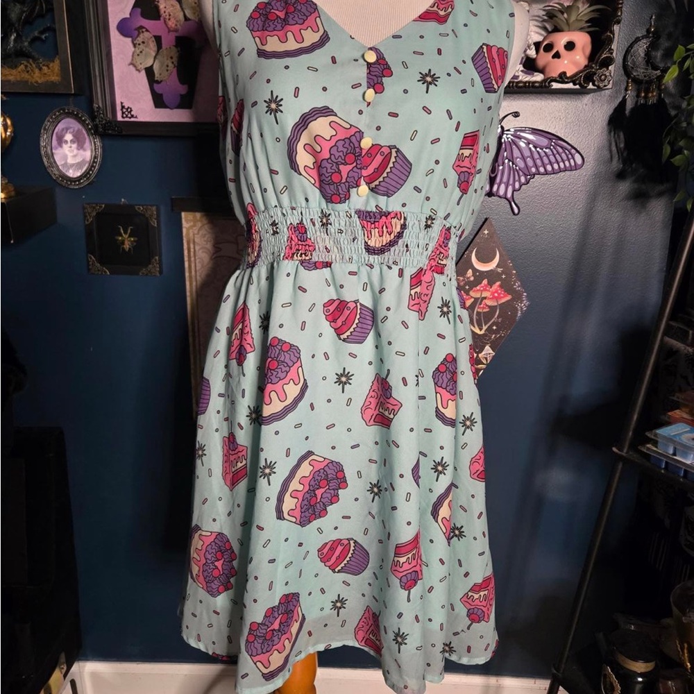 Sourpuss Mint Cake Print Mini Dress